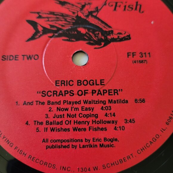 ERIC BOGLE Scraps Of Paper Vinyl LP 1983 Flying Fish Records FF 311 Folk LP6 - Picture 7 of 9